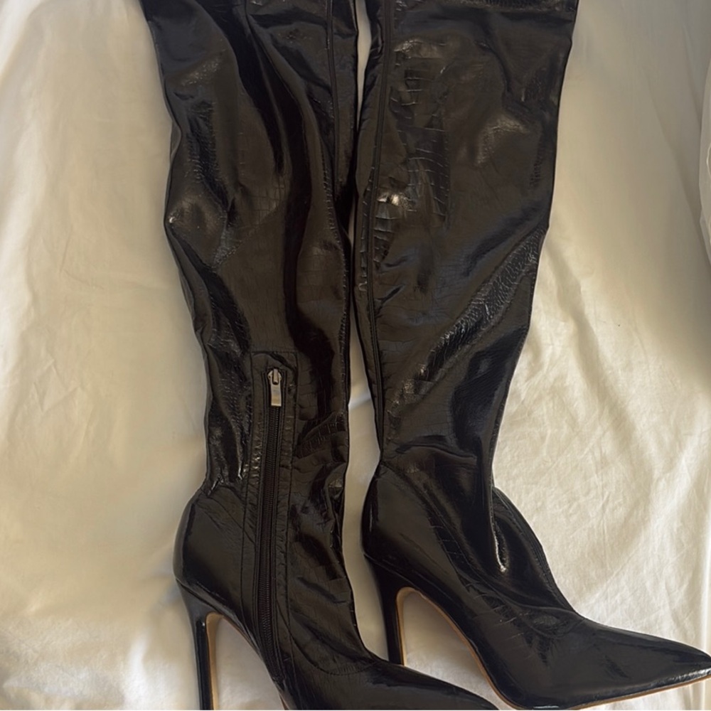 Black Patent Leather Knee-High Boots size 33